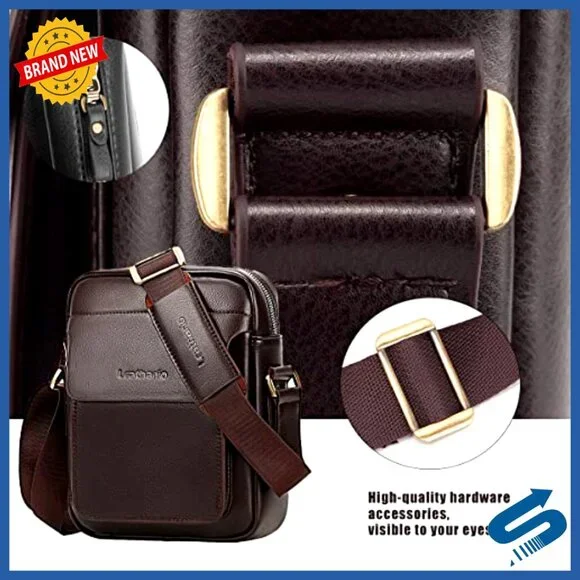 Vegan Leather Crossbody Messenger Bag for Work Travel Business Essentials